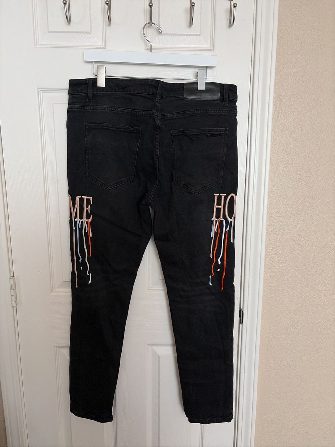 Homme + Femme Letterman Drip Black Denim Jeans 5