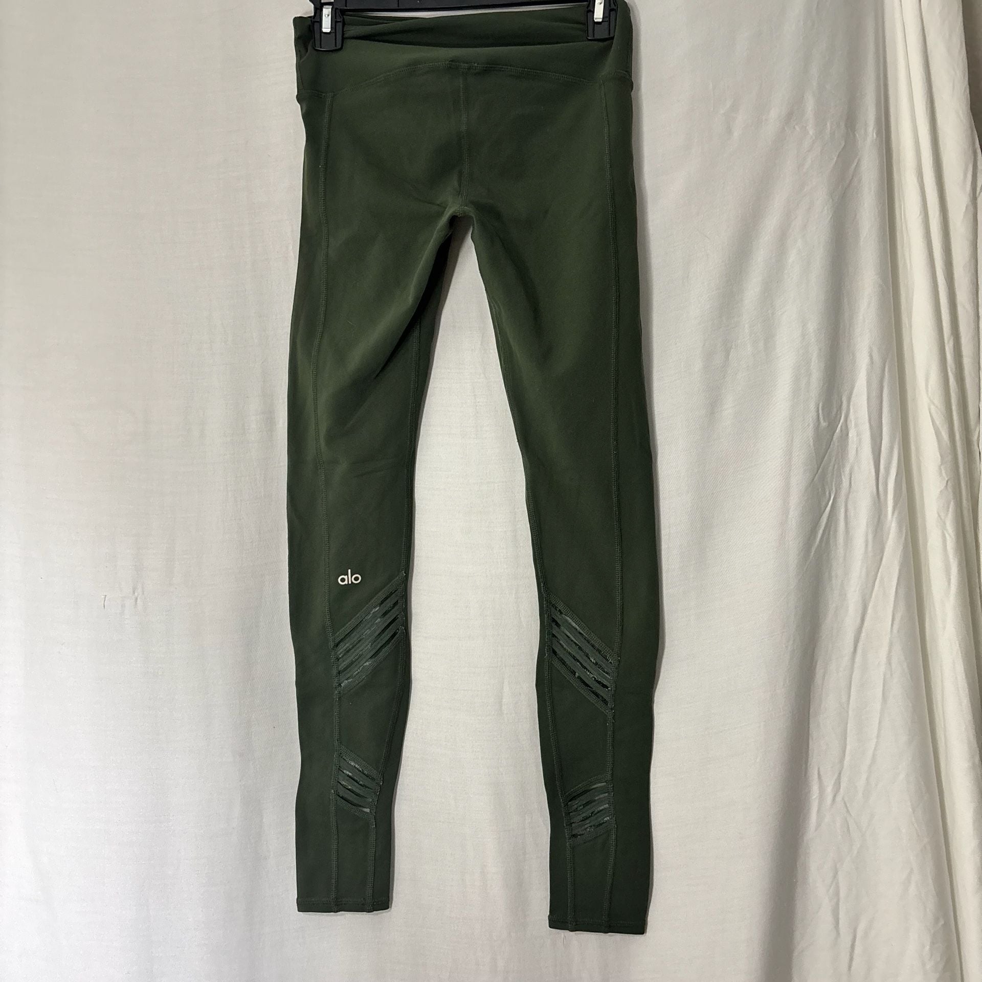 Alo Yoga Women's High-Waist Mesh Detail Moto Leggings in Hunter Green 3