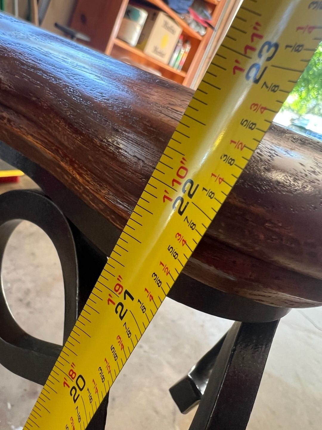 Vintage Wood & Wrought Iron Style Accent Table – Brass Tone Details – 28” Wide 8