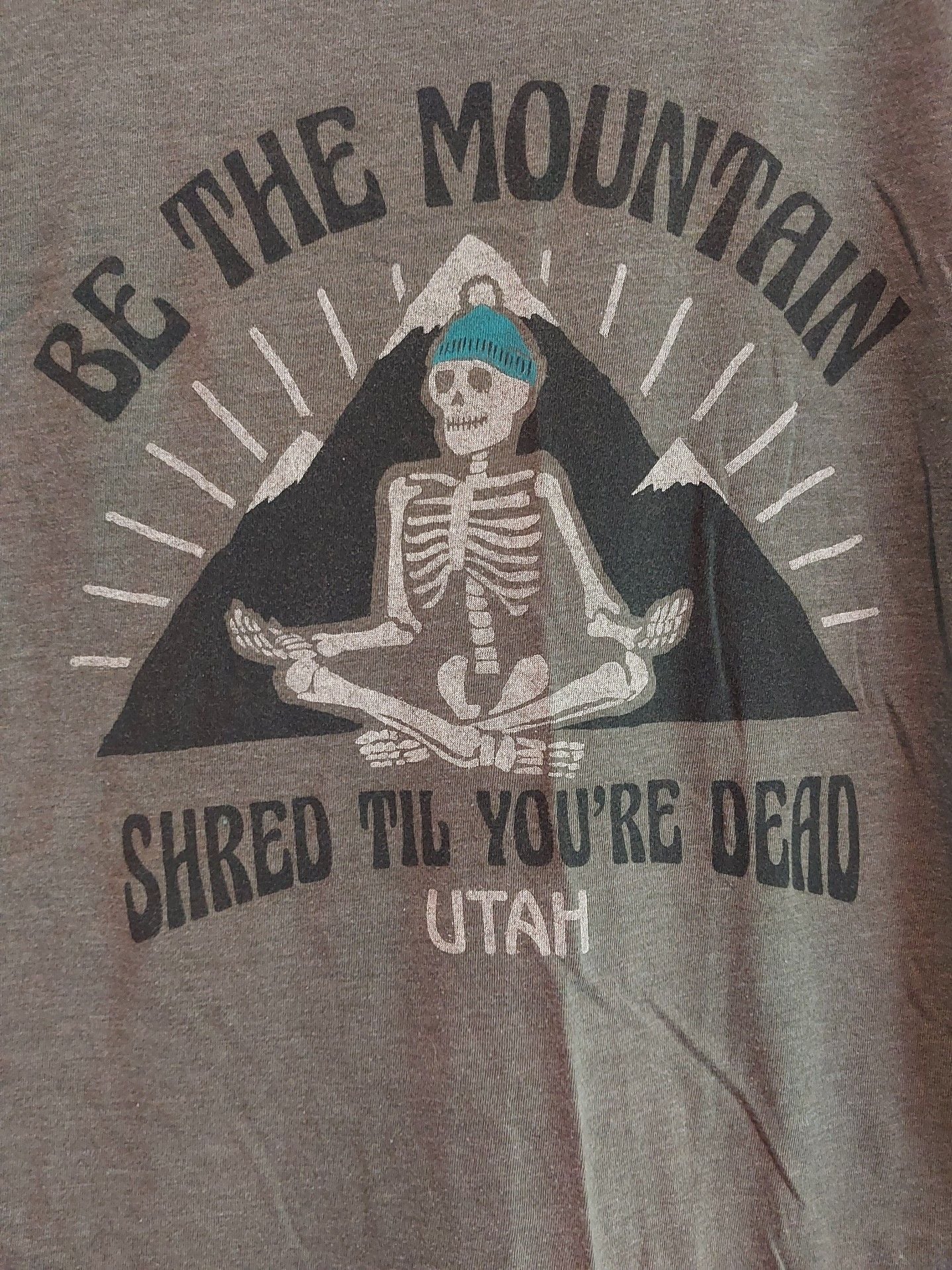 Be the Mountain Shred Til You're Dead Utah Skeleton Graphic T-Shirt 3
