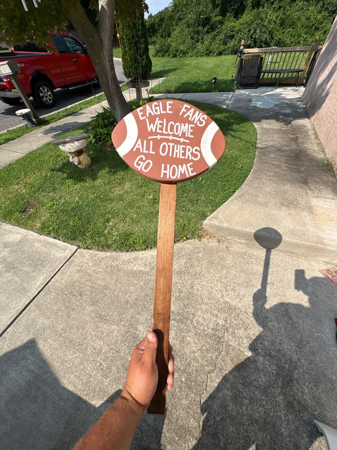 Handmade Wooden Eagle Fans Welcome Football Yard Stake Sign 1