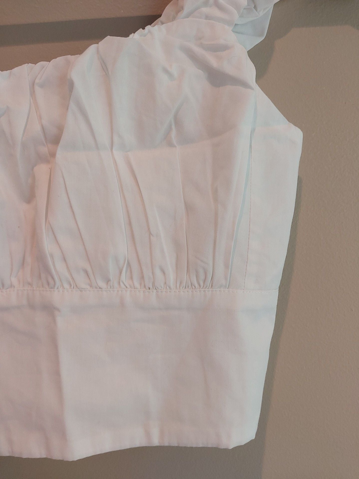 Abercrombie & Fitch White Scrunch Ruffle Strap Bustier Crop Top 4