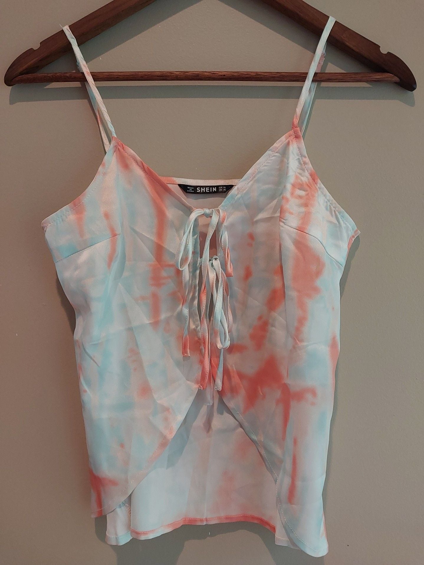 SHEIN Women's Tie-Dye Spaghetti Strap Tie-Front Camisole Top 2