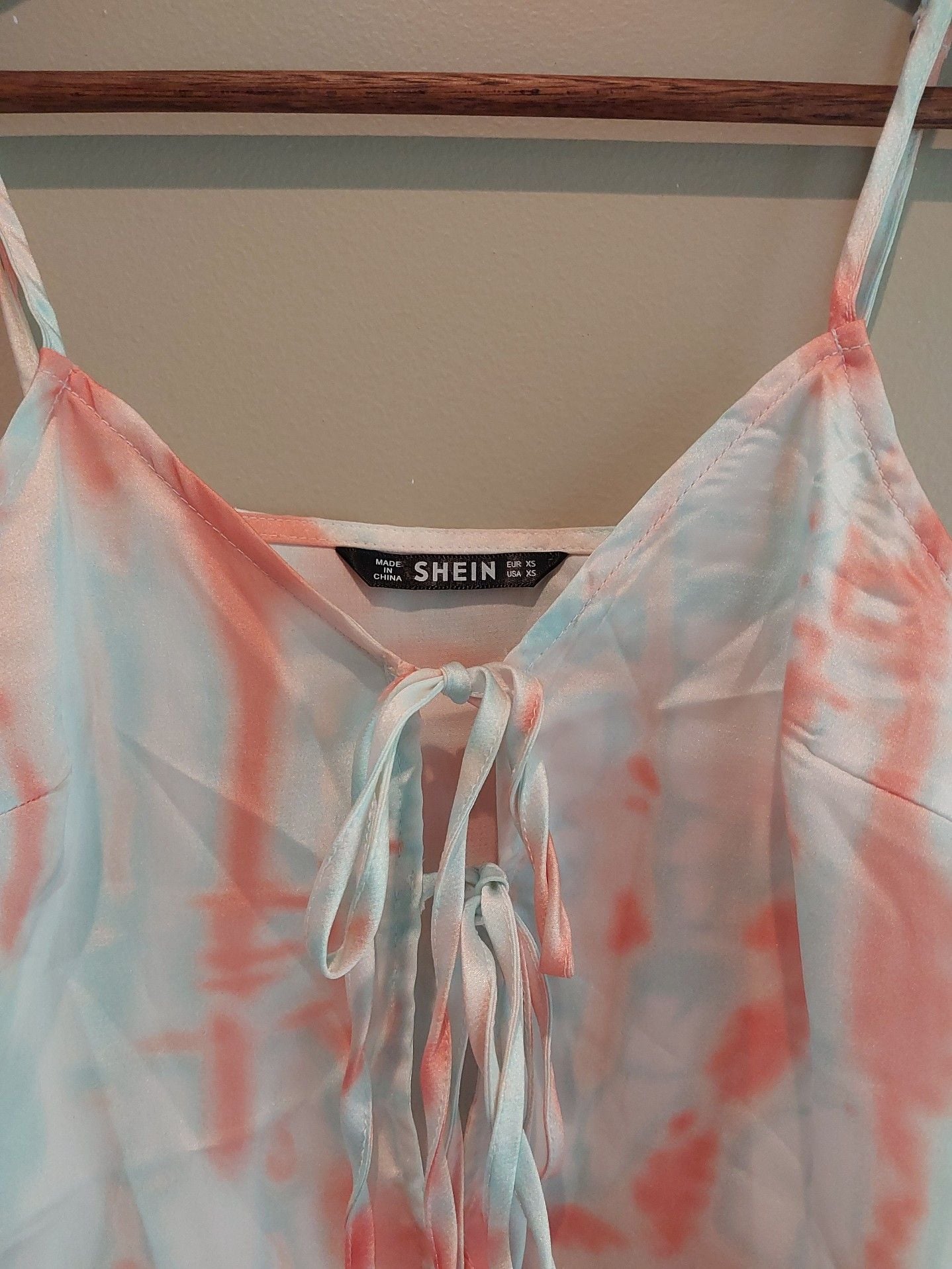 SHEIN Women's Tie-Dye Spaghetti Strap Tie-Front Camisole Top 3