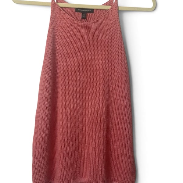 Banana Republic Coral Pink Cotton Knit Sleeveless Tank Top