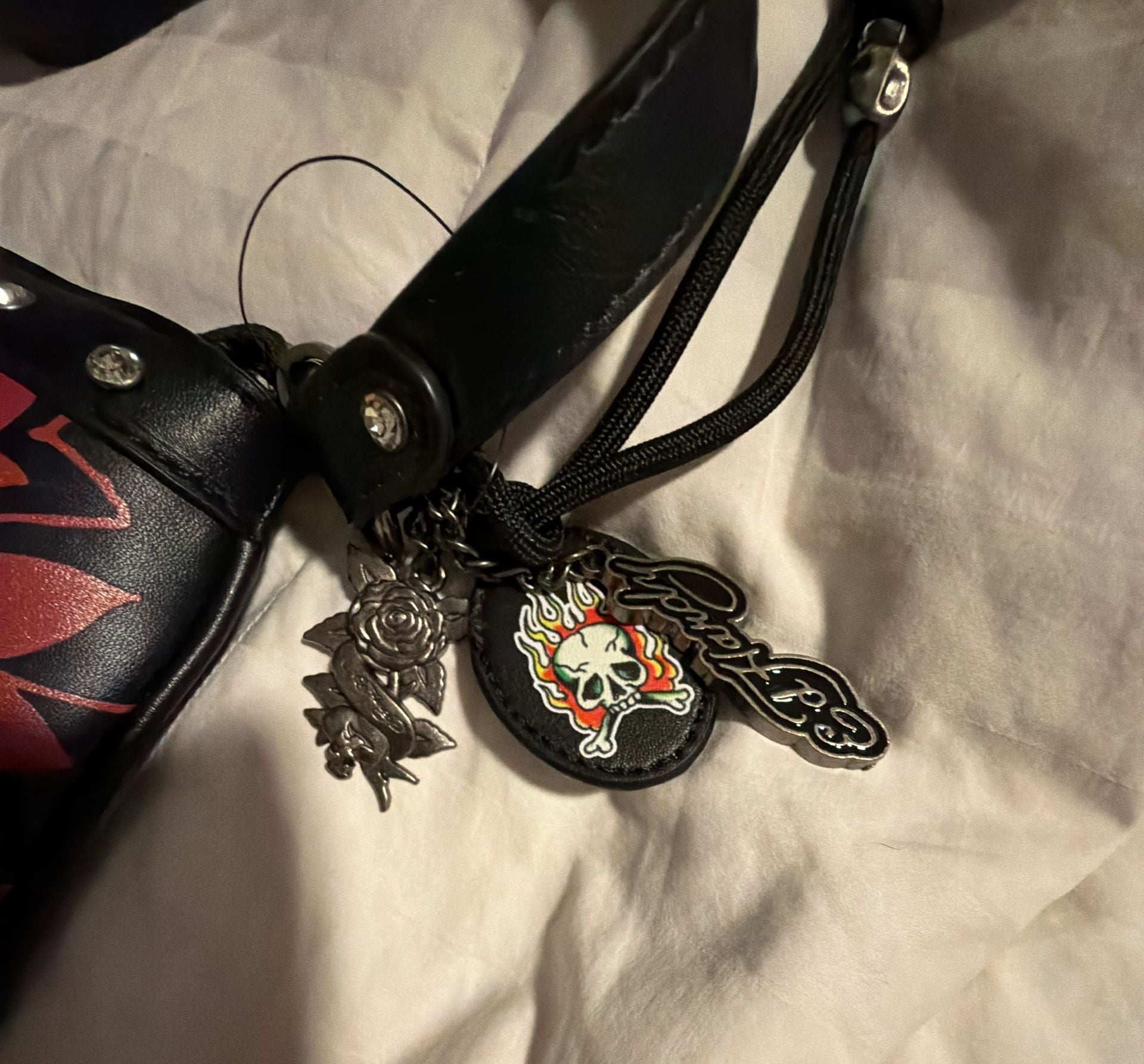 Ed Hardy Midnight Rebel Rhinestone Skull and Flames Shoulder Bag 4
