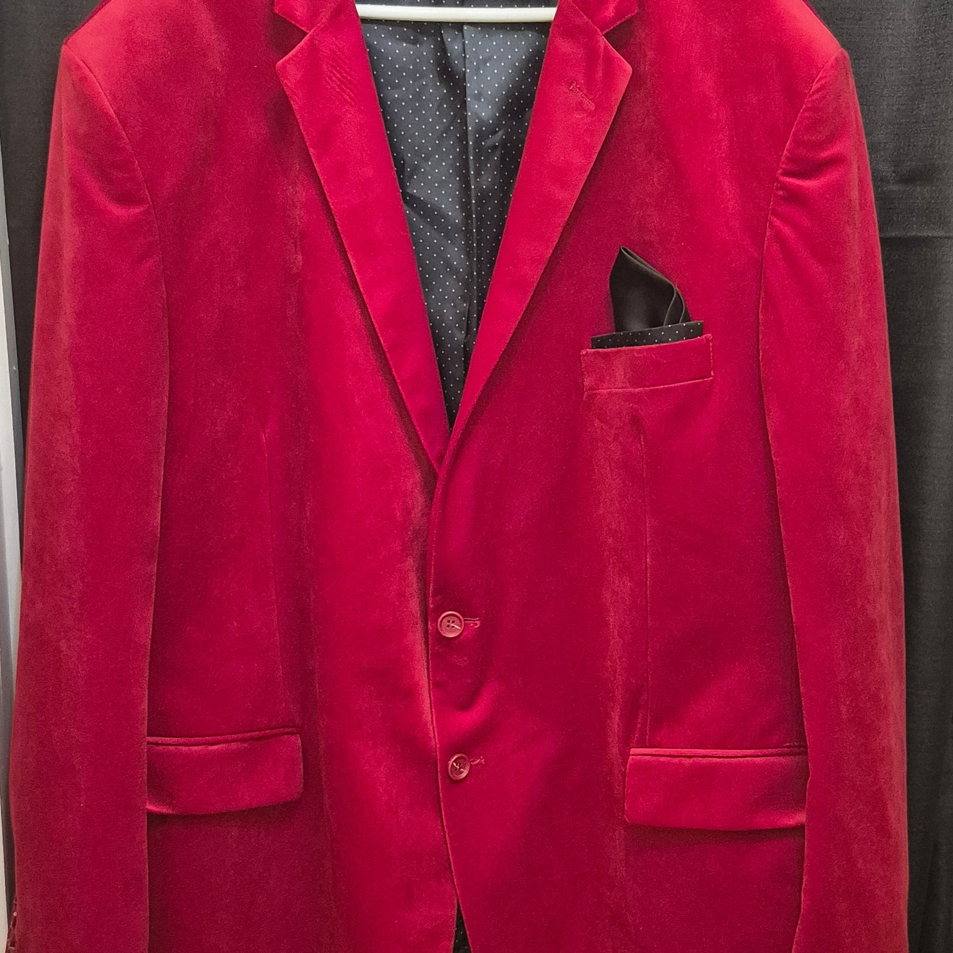 Linea Uomo Men's Red Velvet Two-Button Blazer Jacket Size 54 Regular 3