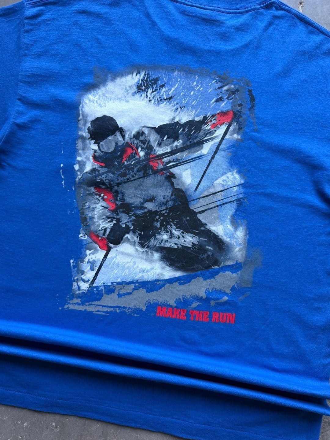 Vintage 90s Marlboro Adventure Team 'Make The Run' Skier Graphic T-Shirt XL 3