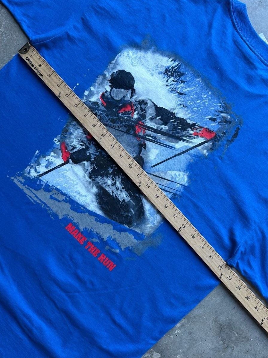 Vintage 90s Marlboro Adventure Team 'Make The Run' Skier Graphic T-Shirt XL 7