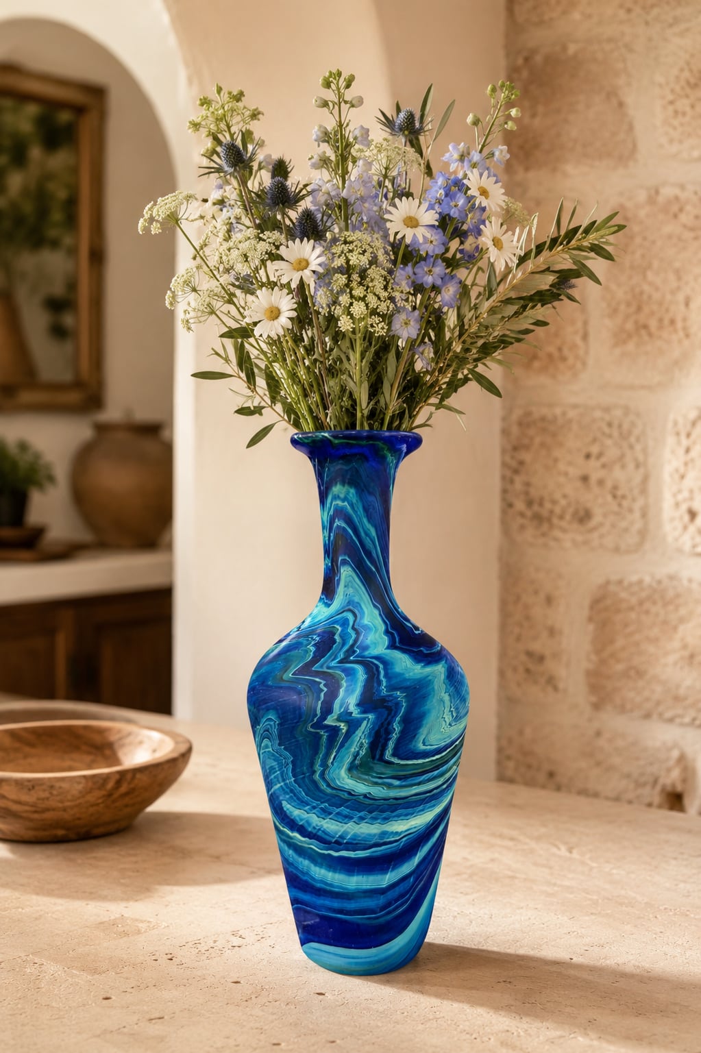 Hebron Carafe / Vase Blue – Recycled Glass & Hand-Blown 1