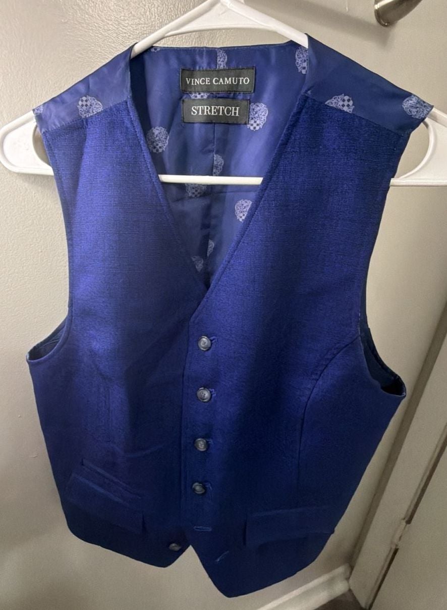 Vince Camuto Sewell Mens Small Blue Slim Fit Stretch Suit Vest Waistcoat 2