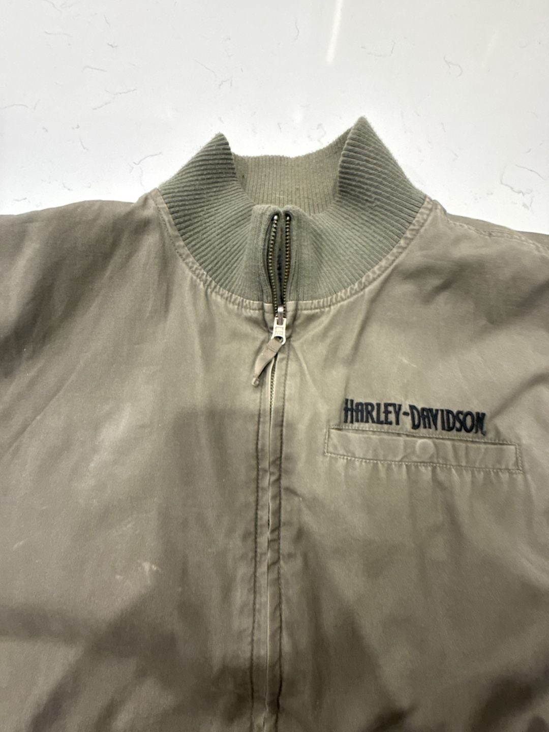Harley-Davidson Men's XL Reversible Bomber Jacket, Green Utility Style 4