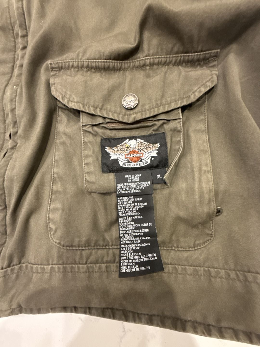 Harley-Davidson Men's XL Reversible Bomber Jacket, Green Utility Style 5