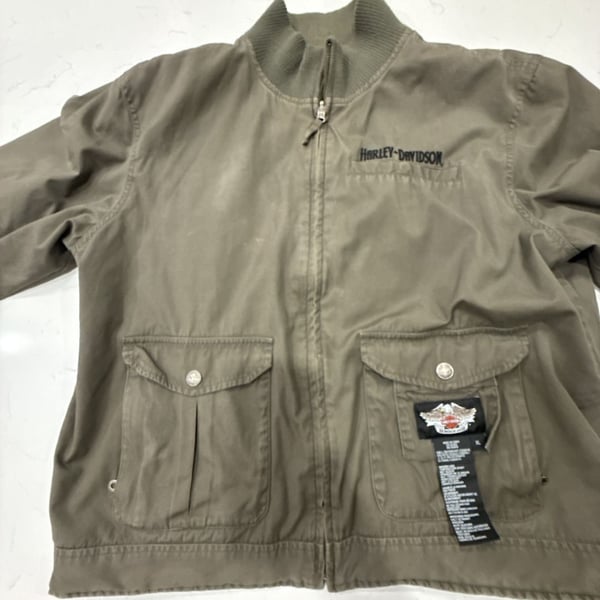 Harley-Davidson Men's XL Reversible Bomber Jacket, Green Utility Style