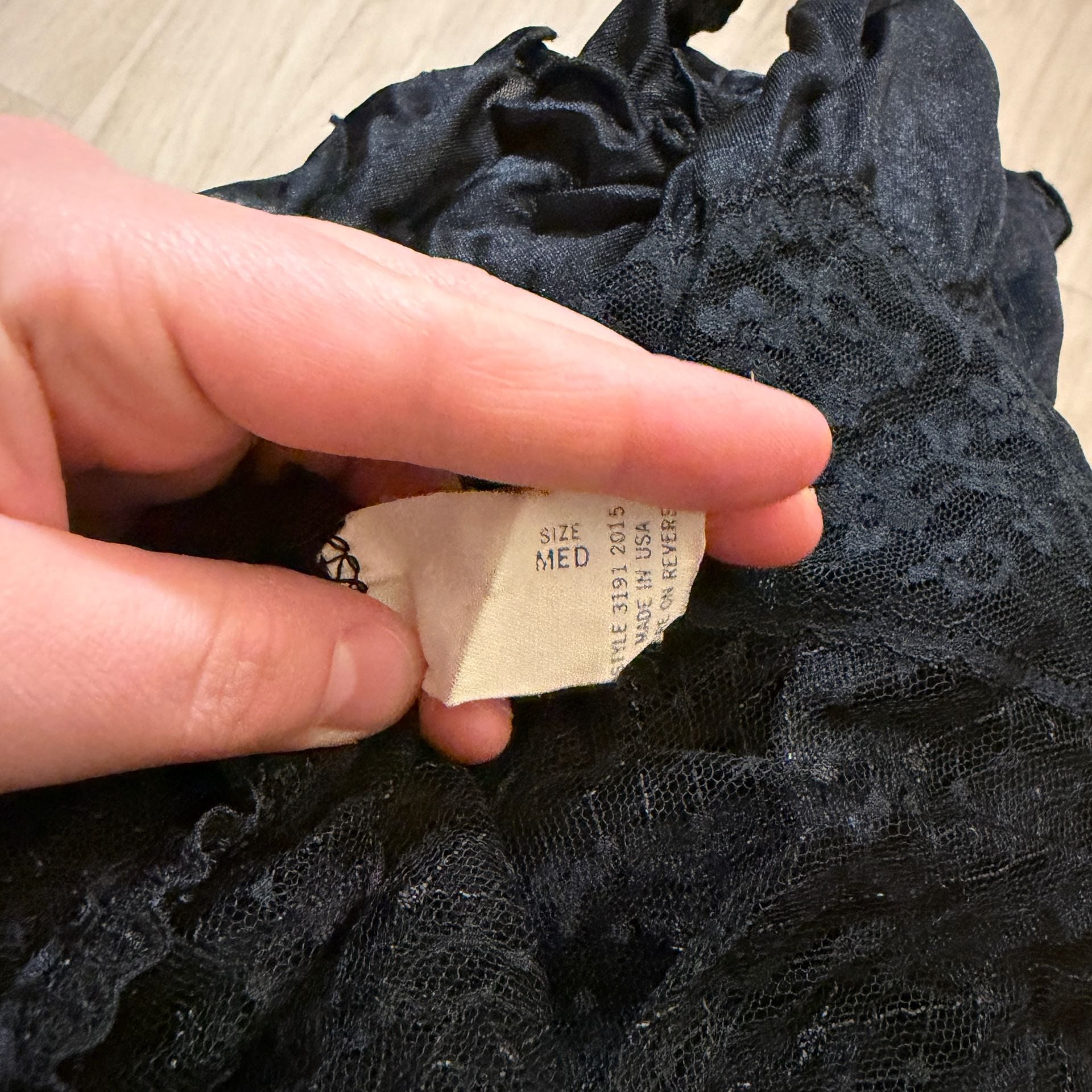 Vintage Black Lace Mesh Lingerie Teddy Size Medium Made in USA 7