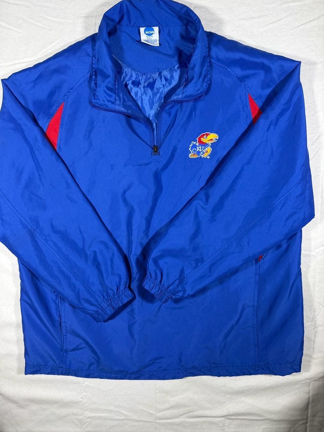 NCAA by KA Inc. Kansas Jayhawks Quarter-Zip Windbreaker Pullover Jacket Large 2