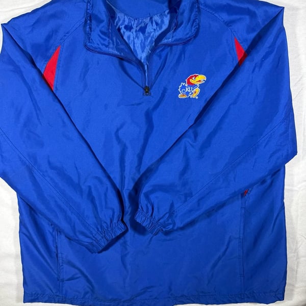 NCAA by KA Inc. Kansas Jayhawks Quarter-Zip Windbreaker Pullover Jacket  Large