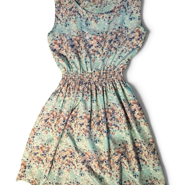Liva Girl Medium Women Floral Smocked Waist Midi Dress – Mint Green Cottagecore