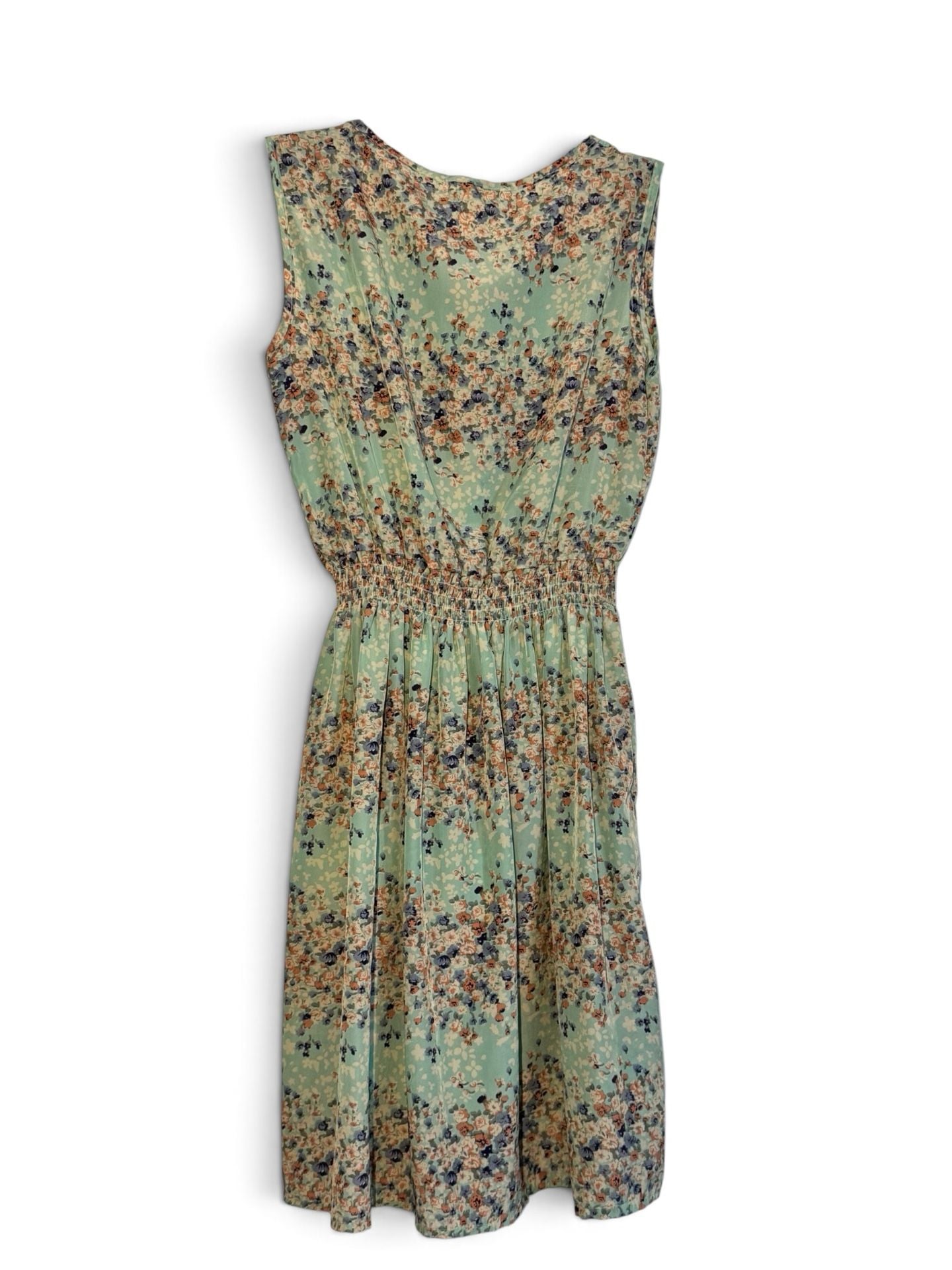 Liva Girl Medium Women Floral Smocked Waist Midi Dress – Mint Green Cottagecore 3
