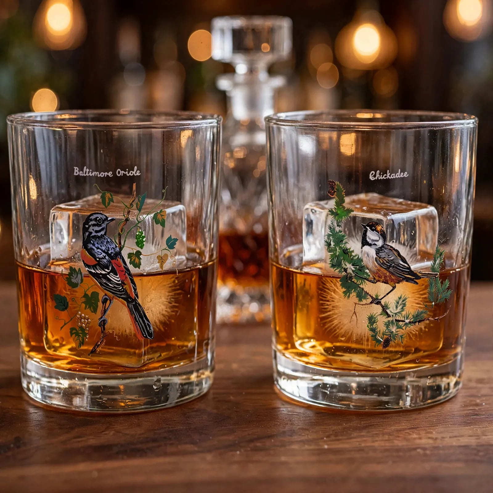 2 Different M. Sargeant Beautiful Bird Tom Collins Highball Glasses Gold Trim 2