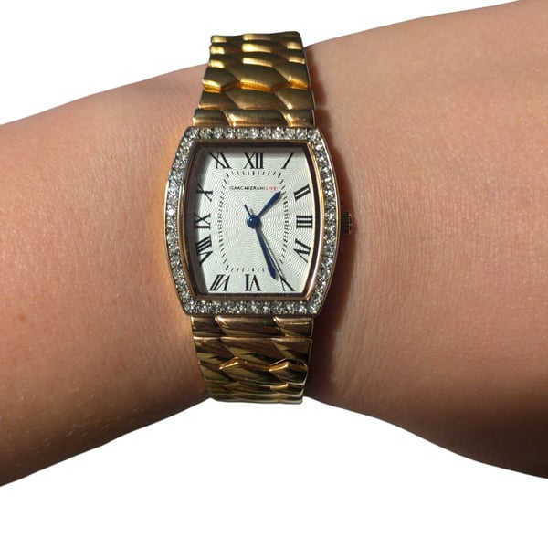 Isaac Mizrahi Live! Gold-Tone Tonneau Watch and Textured Metal band