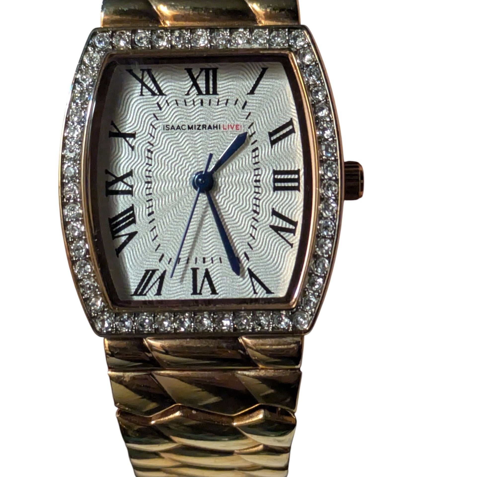 Isaac Mizrahi Live! Gold-Tone Tonneau Watch and Textured Metal band 3