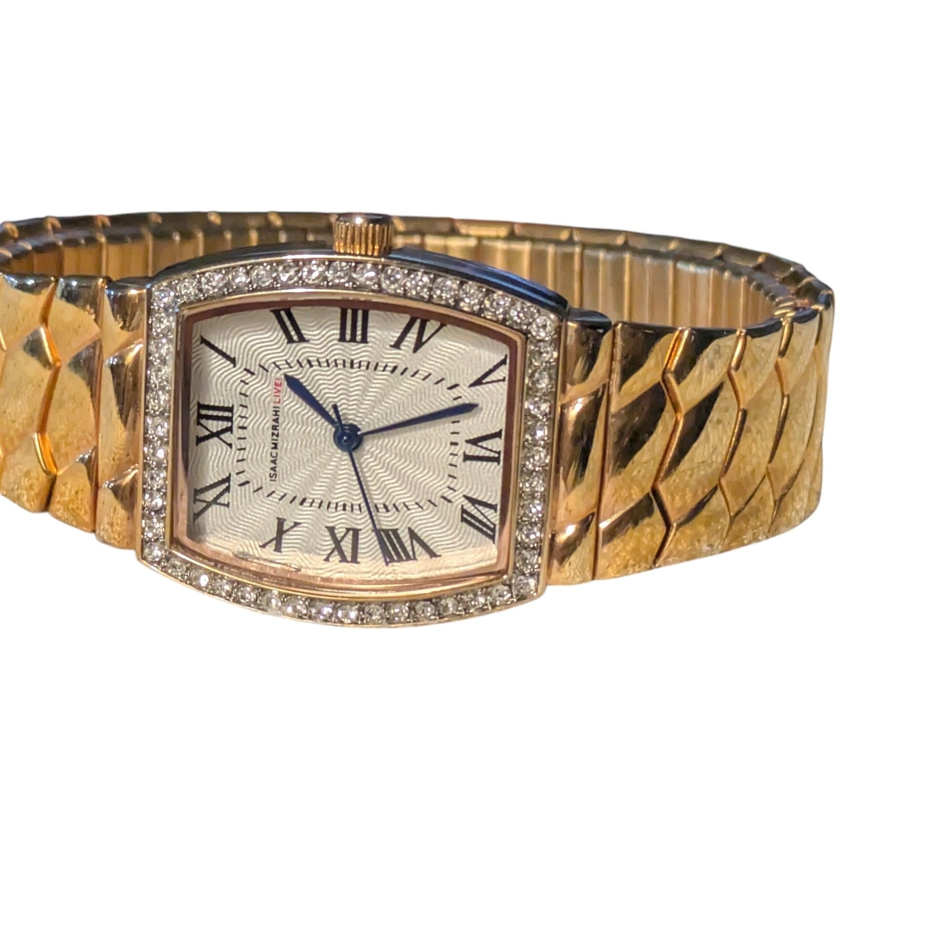 Isaac Mizrahi Live! Gold-Tone Tonneau Watch and Textured Metal band 4