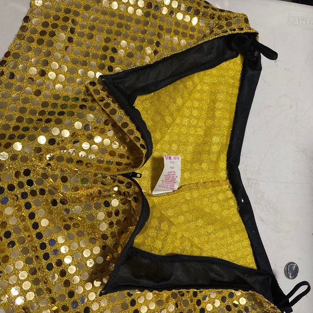 Nancy King Women's Gold Sequin Two-Piece Halter Top and Mini Skirt Set 2