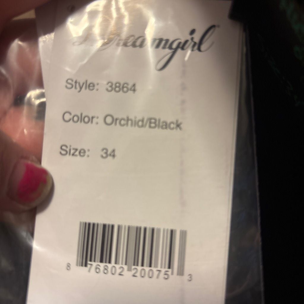 Dreamgirl Style 3864 Reversible Orchid/Black Corset with Thong Set, Size 34 4
