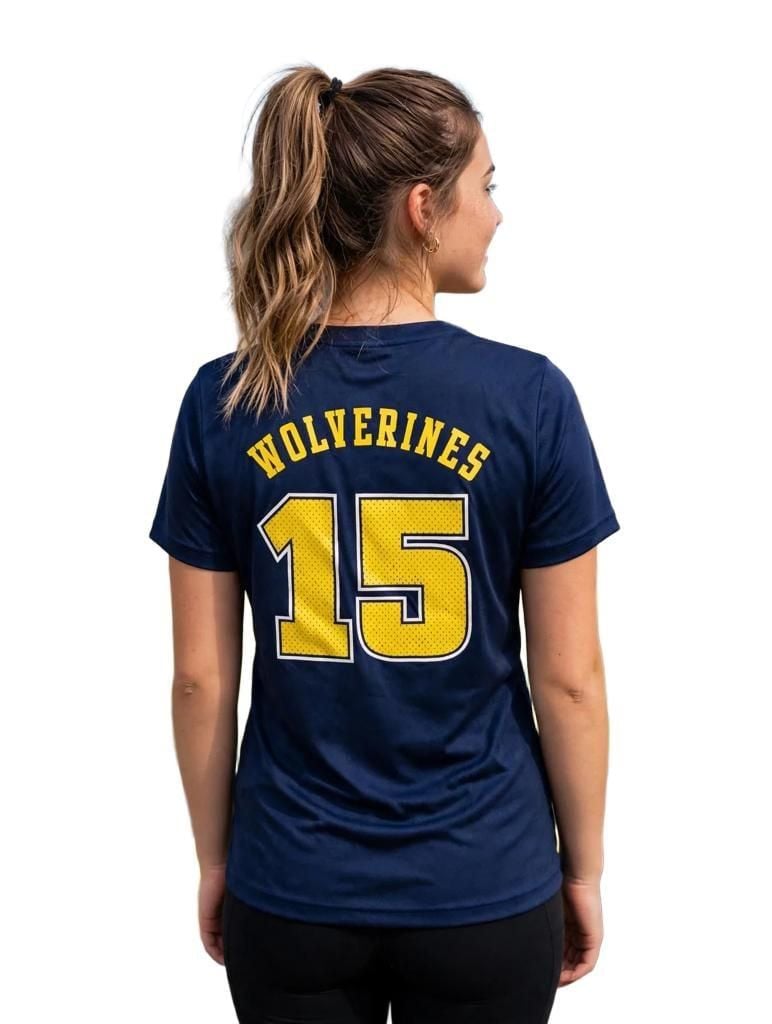 BTN Big 10K Michigan Wolverines Tee Shirt Size M Womens V-Neck Performance 2015 5