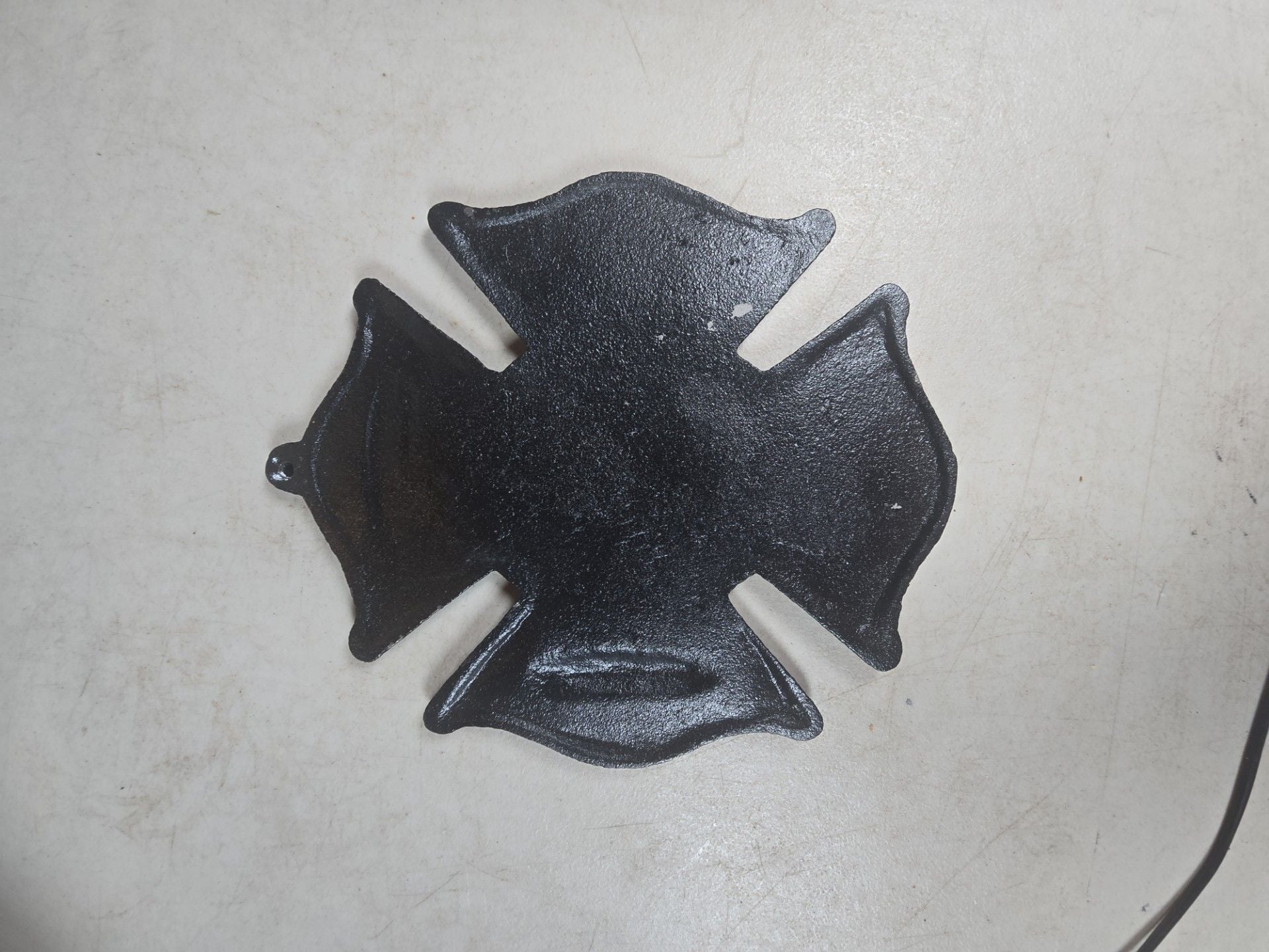 Cast Iron Fireman Maltese Cross Wall Plaque with Hand Painted Gold Accents 6