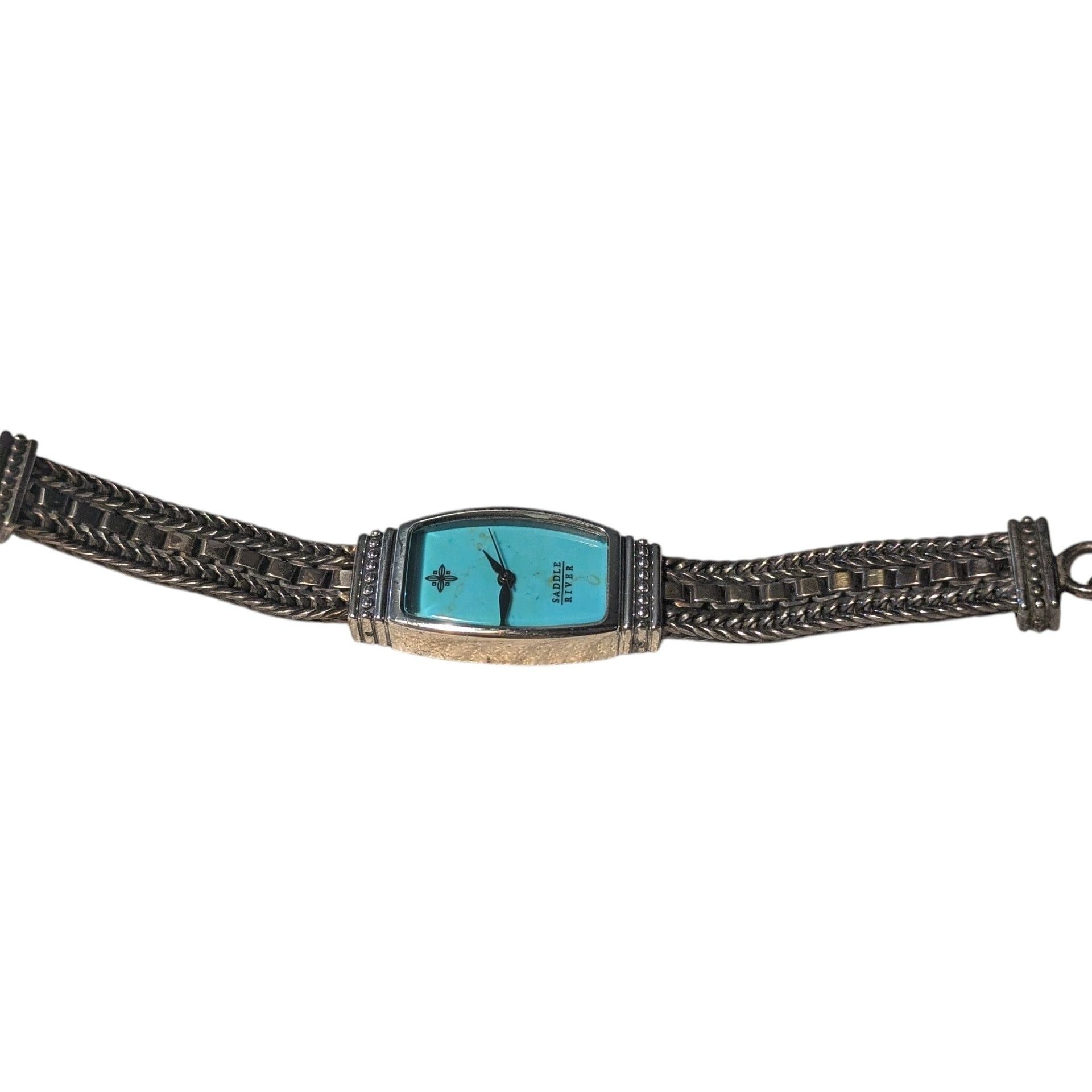 Saddle River Women's Rectangular Turquoise Watch with Braided Bracelet 3