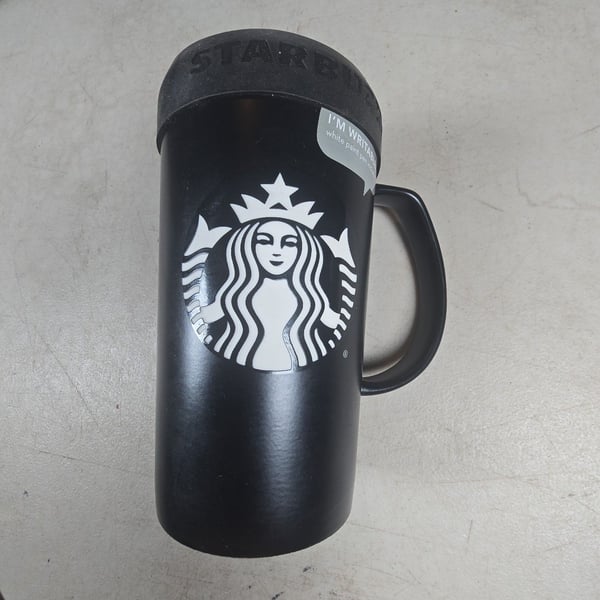 Starbucks 16 oz Ceramic Travel Mug with Siren Logo and Writable Surface