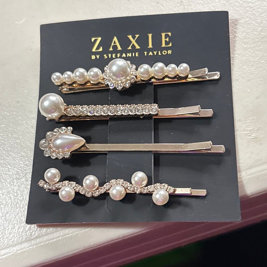 Zaxie by Stefanie Taylor Set of 4 Faux Pearl and Rhinestone Bobby Pins 1