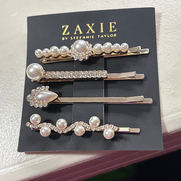 Zaxie by Stefanie Taylor Set of 4 Faux Pearl and Rhinestone Bobby Pins