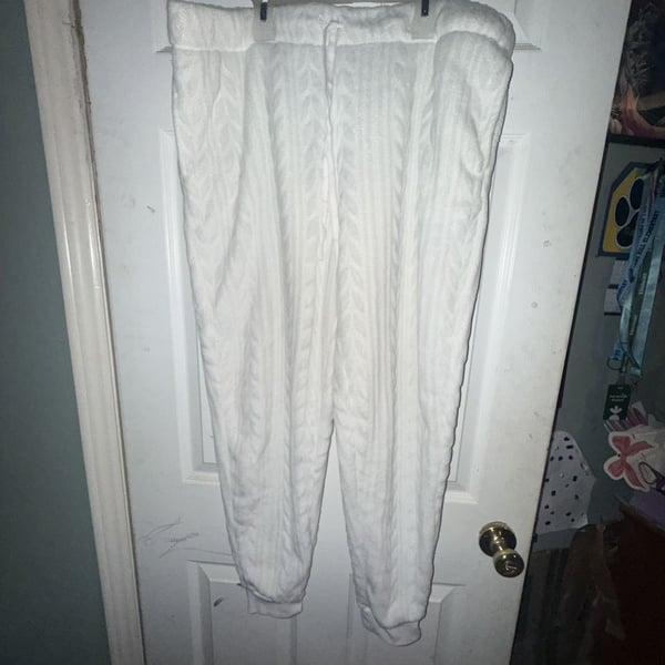 Joyspun Women's Cable Knit Plush Lounge Jogger Pants