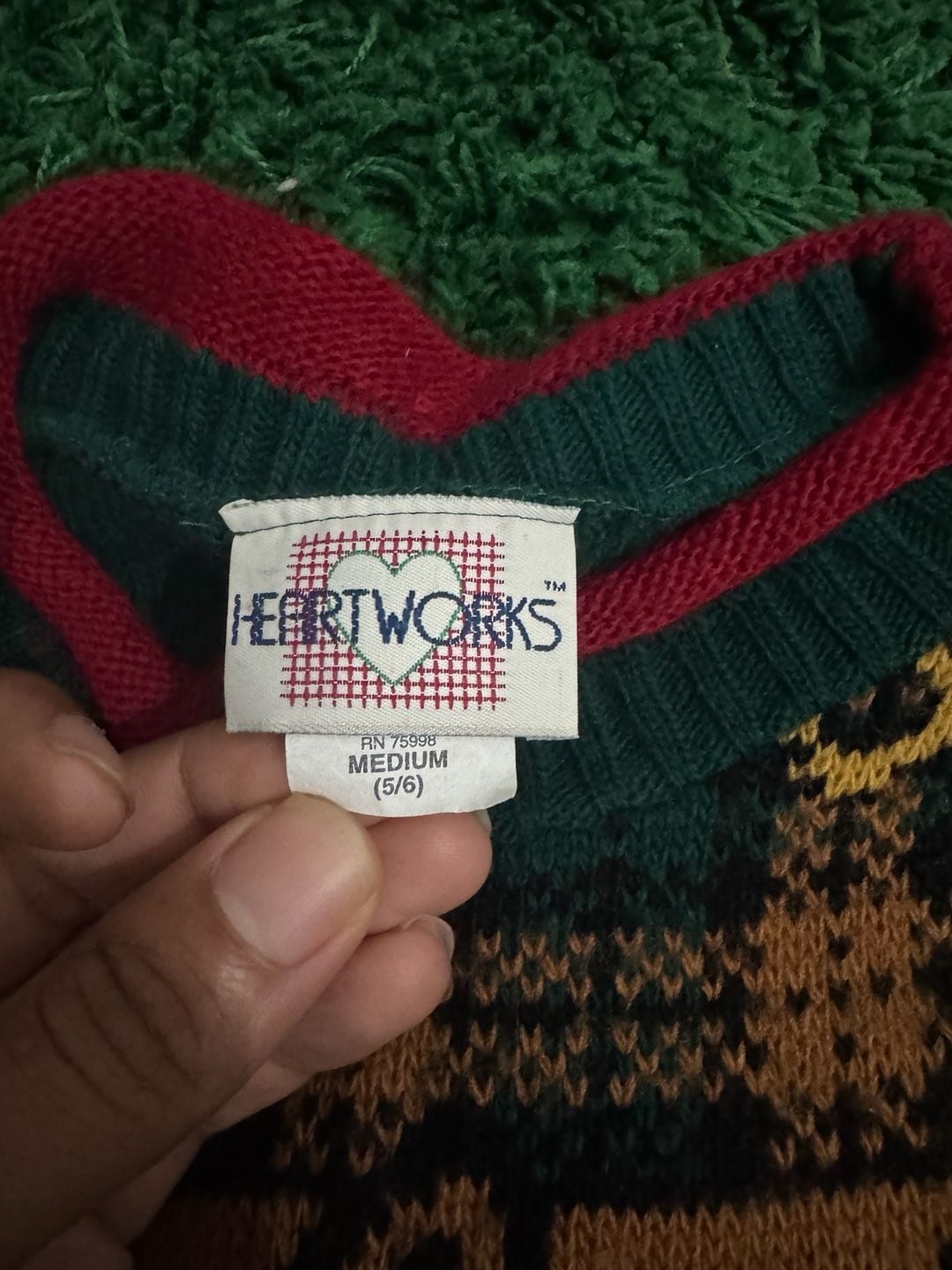 Vintage Heartworks Horse Sweater with 3D Yarn Mane and Plaid Pattern 3