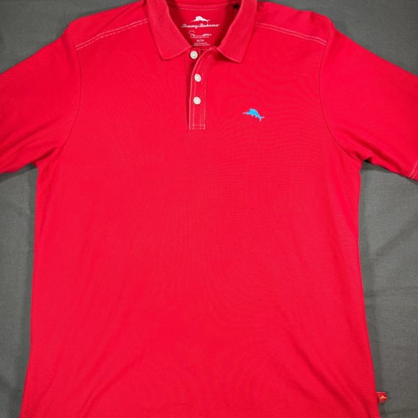 Tommy Bahama Supima Cotton Emfielder Polo Shirt Mens Size Medium Red
