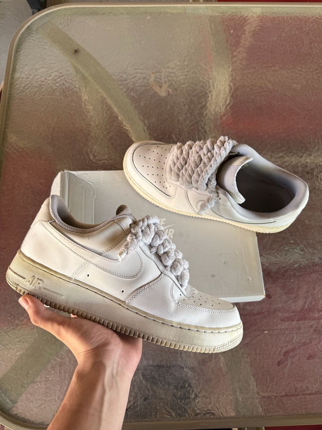 Nike Air Force 1 Low 'Triple White' with Thick Rope Laces 2