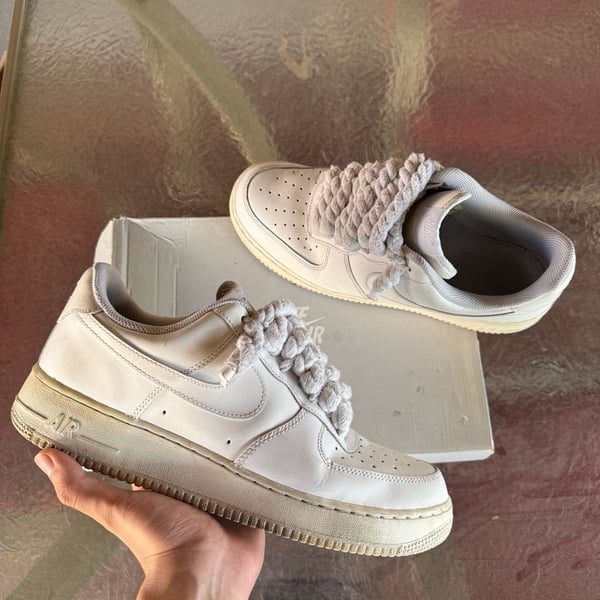 Nike Air Force 1 Low 'Triple White' with Thick Rope Laces