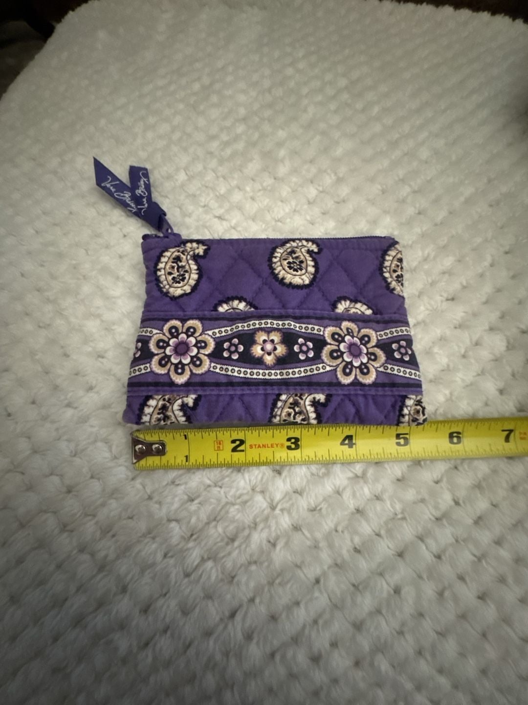 Vera Bradley Quilted Purple Paisley Zip Case Coin Purse 3