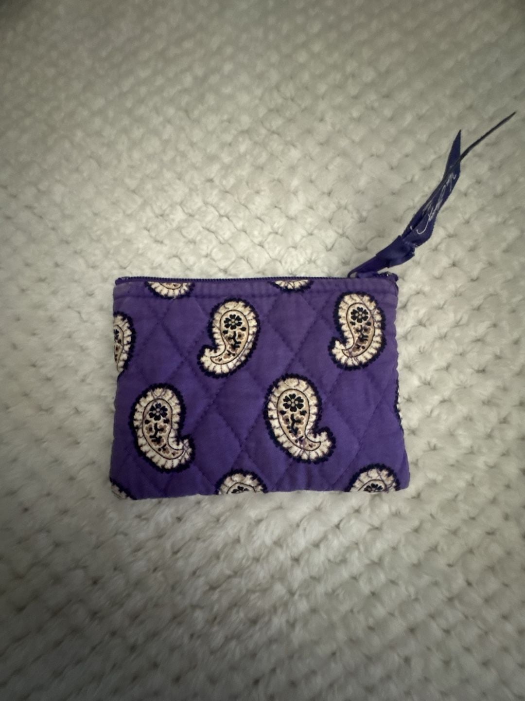 Vera Bradley Quilted Purple Paisley Zip Case Coin Purse 4