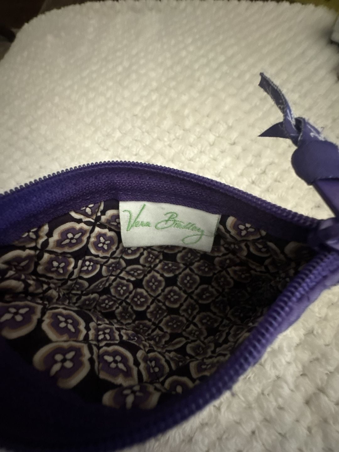 Vera Bradley Quilted Purple Paisley Zip Case Coin Purse 5