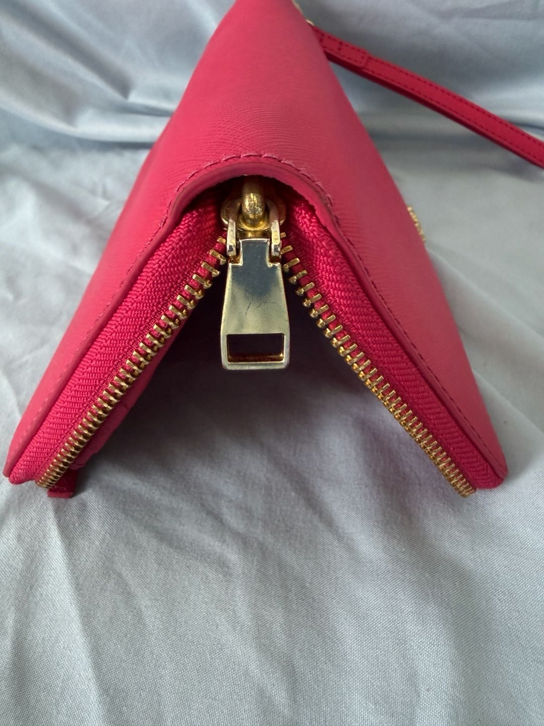 Tory Burch Robinson Saffiano Leather Zip Continental Wallet with Wristlet Strap 9
