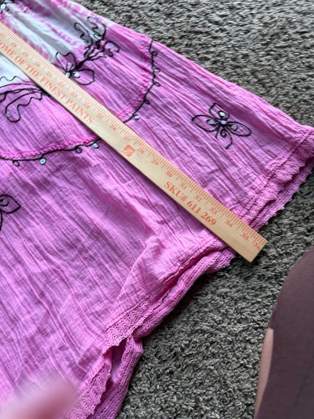 Vintage Pink and White Tie-Dye Embroidered Maxi Skirt 9