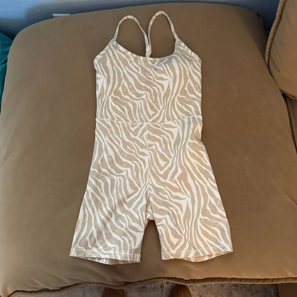 Old Navy PowerChill Racerback Bodysuit Romper Zebra Print