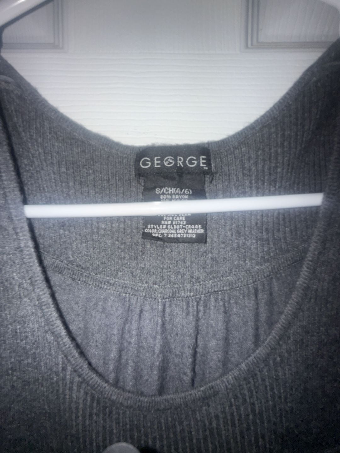 George Women's Charcoal Grey Heather Ribbed Knit Puff Sleeve Dress 3