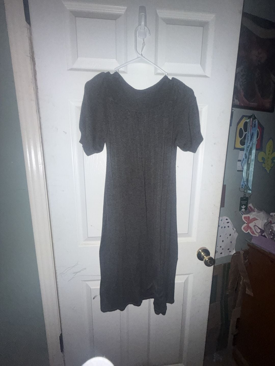 George Women's Charcoal Grey Heather Ribbed Knit Puff Sleeve Dress 4