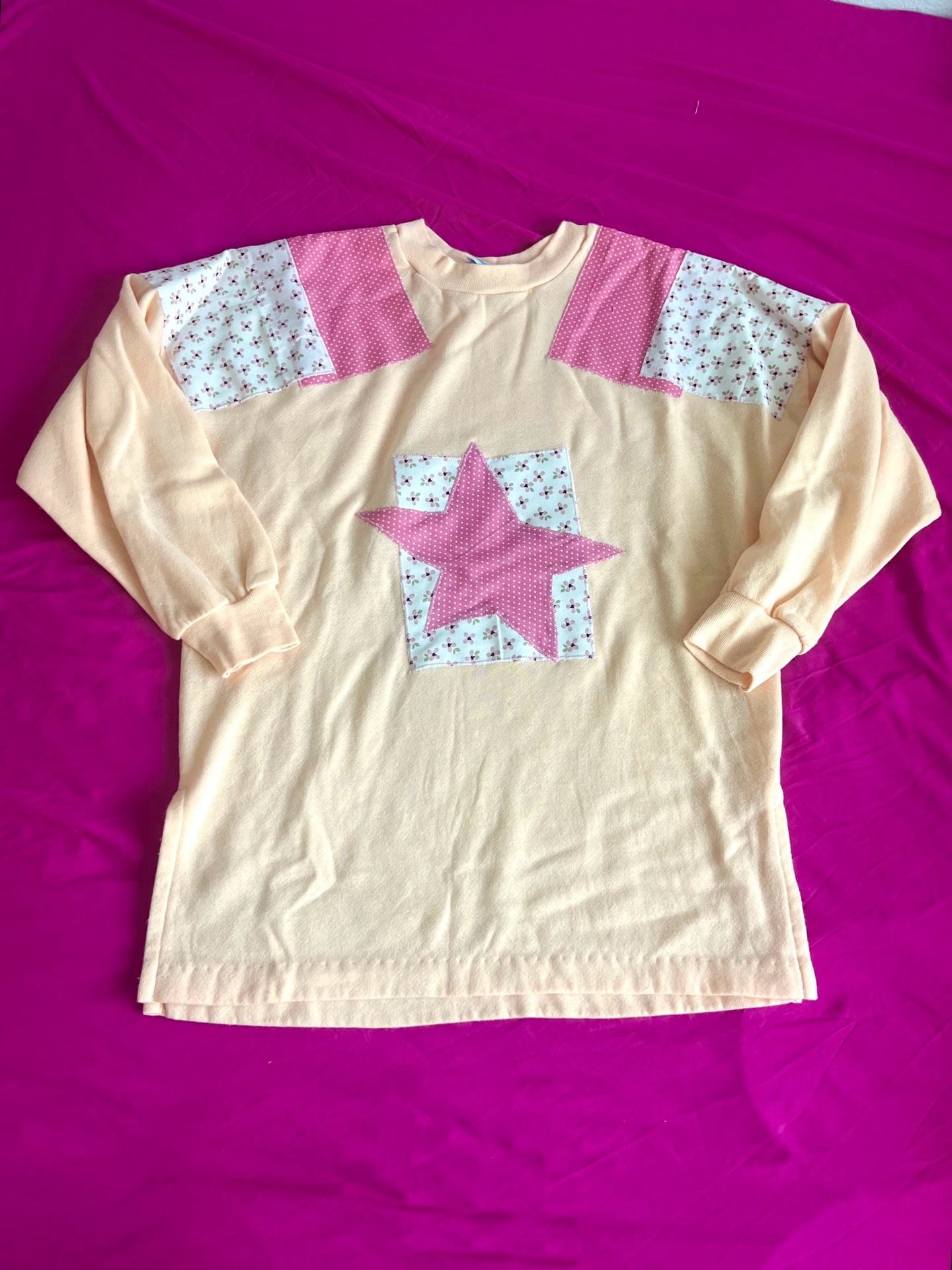 Handmade Oversized Long Sleeve Patchwork Star Tunic Top 2