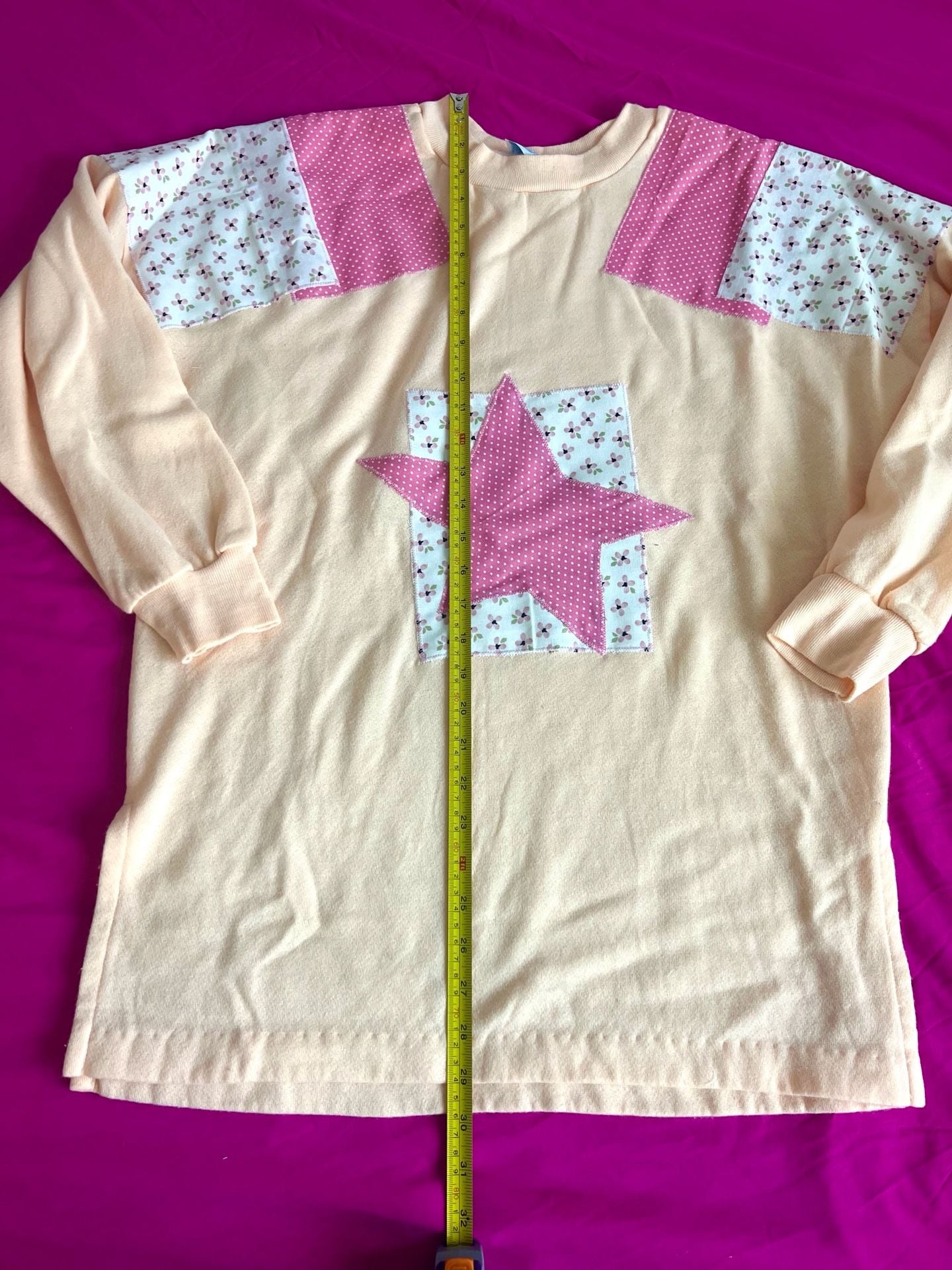Handmade Oversized Long Sleeve Patchwork Star Tunic Top 7